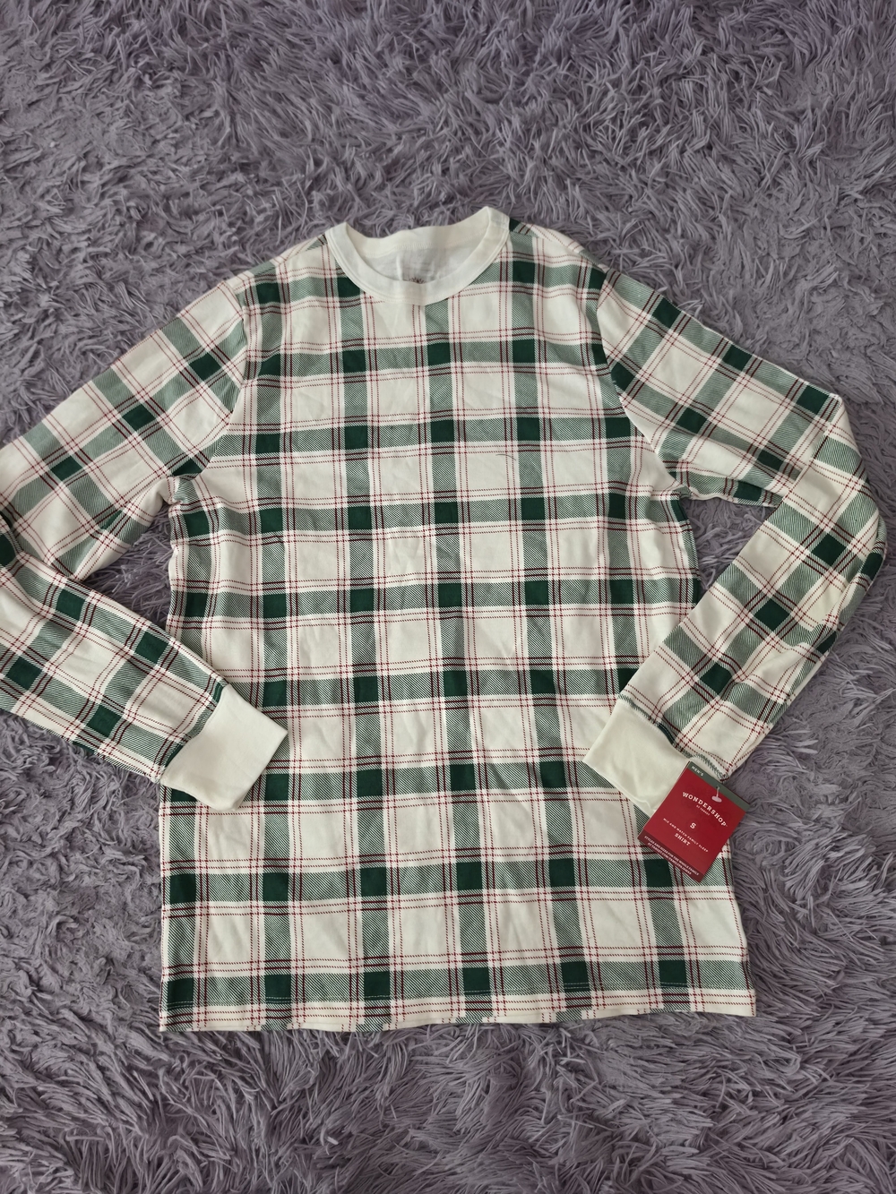Wondershop Men's Plaid Holiday Sleep Shirt S Green/White/Red Cotton
